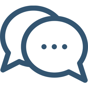 Icon of two overlapping speech bubbles.