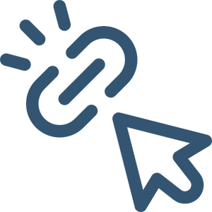 A link chain being clicked by a mouse cursor icon.