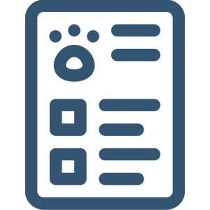 Icon of a medical record with a paw print.